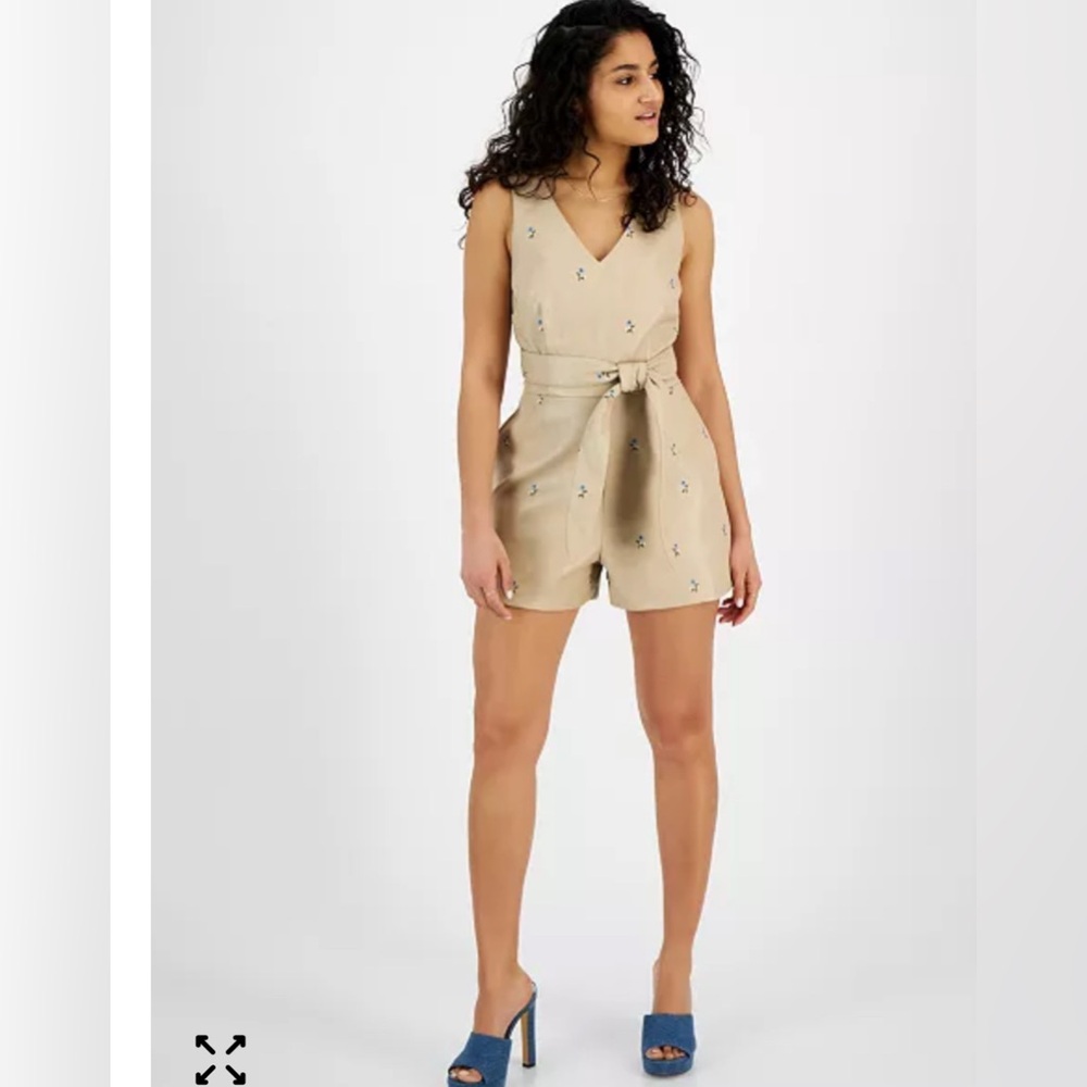 Avec Les Filles' Tan Sleeveless Faux Leather Romper Size Large NWT